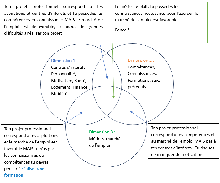 Schéma de présentation du projet d'accompagnement professionnelle