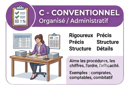 Profil conventionnel test RIASEC : reconversion professionnelle vers la gestion rigoureuse et administrative